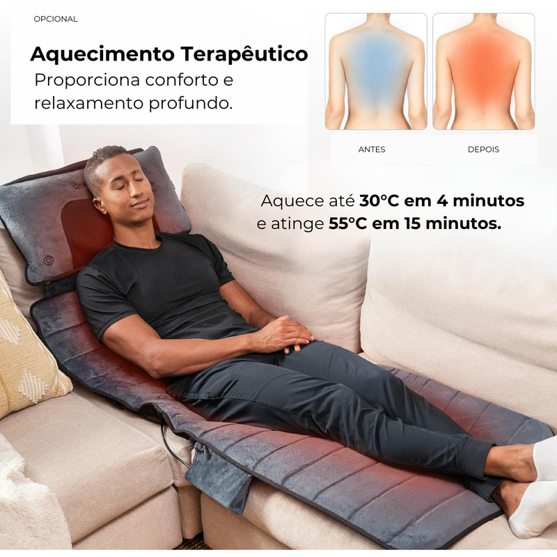 RelaxPro Esteira Massageadora com 10 Motores Vibratórios e 4 Zonas de Aquecimento